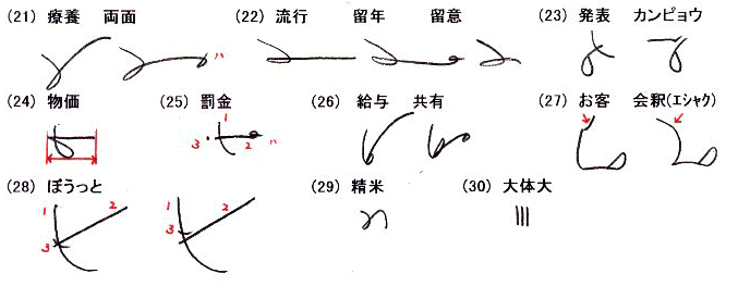 C.速記文字実例(21〜30)